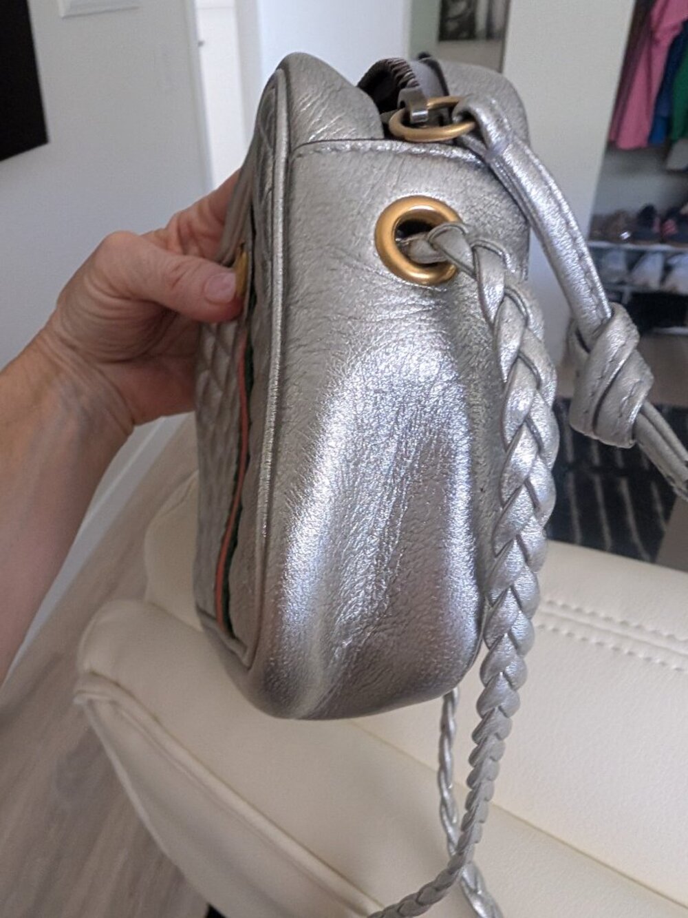 Gucci Marmont Mini Camera Bag Metallic Silver Matelasse leather - Picture 2 of 5